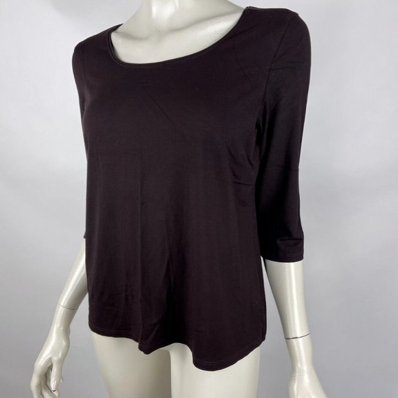 Eileen Fisher Washable Rayon Top Women PL 3/4 Sleeve Scoop neck StretchTee Shirt - Picture 3 of 11
